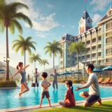 香港ディズニーランドホテルのアクティビティのプールや太極拳で家族旅行を満喫