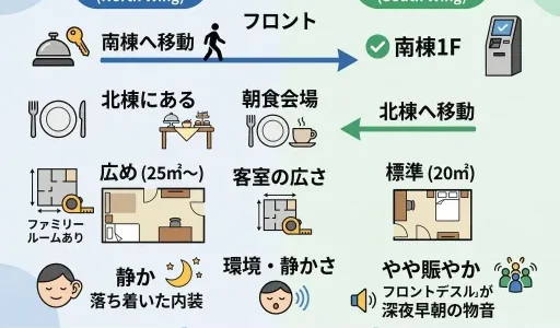 コンフォートホテル中部国際空港の北棟と南棟の違いを比較｜客室や料金の差
