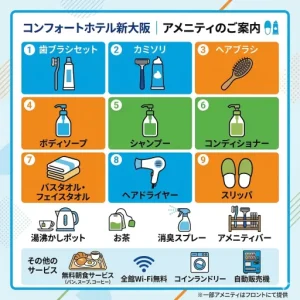 コンフォートホテル新大阪のアメニティ完全ガイド！ナイトウェアや設備を解説