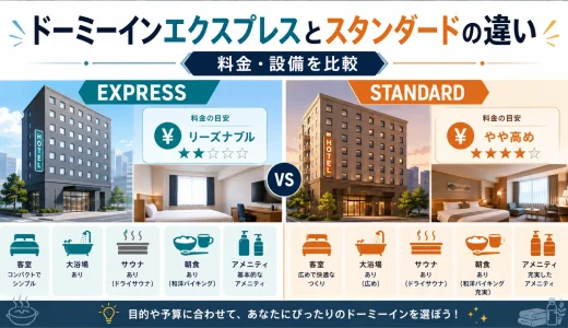 ドーミーインエクスプレスとスタンダードの違い｜料金・設備を比較