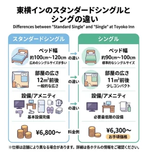 東横インのスタンダードシングルとシングルの違い｜部屋の実態を解説