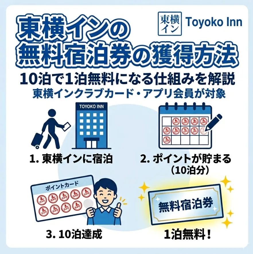 東横インの無料宿泊券のもらい方｜10泊で1泊無料になる仕組みを解説