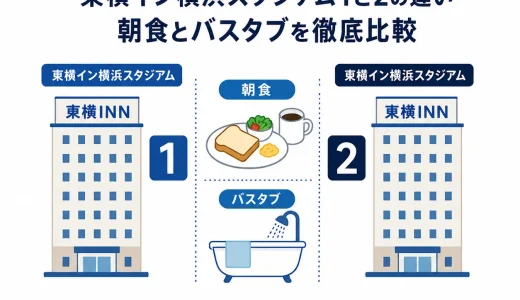 東横イン横浜スタジアム1と2の違い｜朝食とバスタブを徹底比較