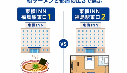 東横イン福島駅東口1と2の違い｜朝ラーメンと部屋の広さで選ぶ方法