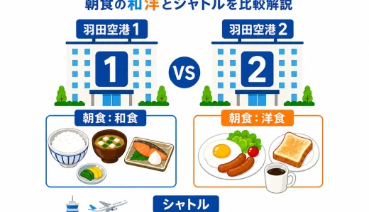 東横イン羽田空港1と2の違い｜朝食の和洋とシャトルを比較解説